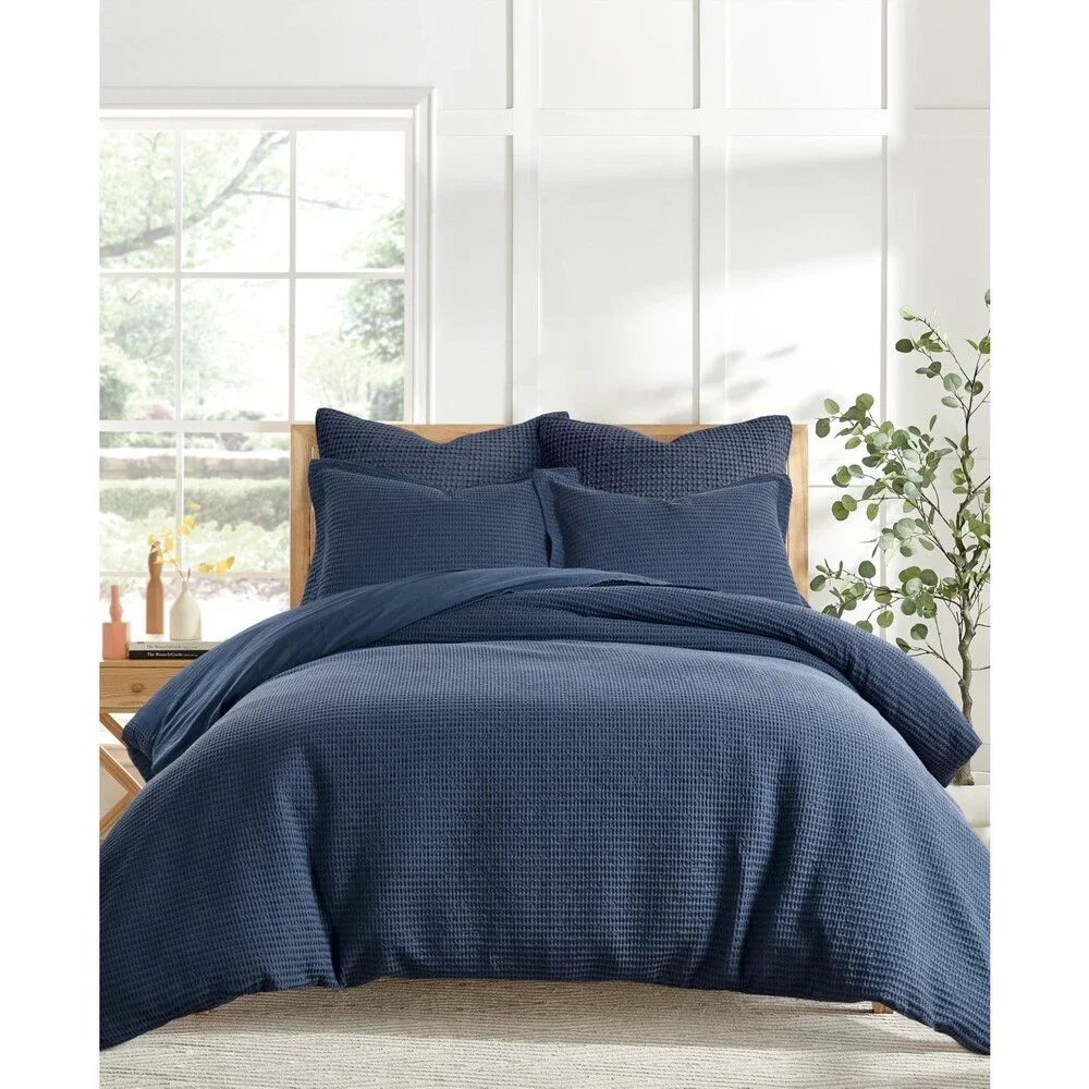 Levtex Home Cloud Cuddly Waffle Textured 3-Pc. Comforter Set Full/Queen Navy